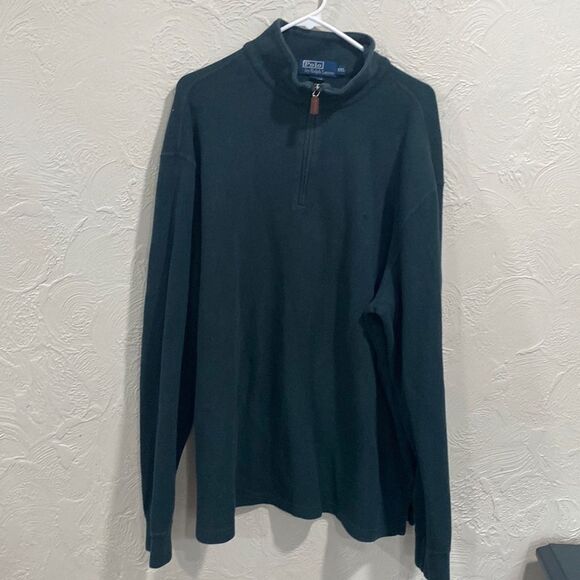 Polo Ralph Lauren men's classic 1/4 zip sweater long sleeves dark green size xxl